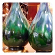 A Richly Colored American 1960's Bottle-form Emerald Green and Blue Drip-glaze Lamps