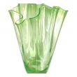  Shapely Pair of Murano Art Deco Chartreuse Glass Handkerchief Vases