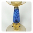 Pair of Murano Gold Aventurine and Blue Filigrana Glass Candlesticks