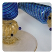 Pair of Murano Gold Aventurine and Blue Filigrana Glass Candlesticks