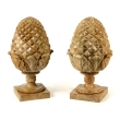 Pair of French Neoclassical Style Carved Buff Granite Pineapple Finials