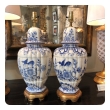 Large Pair of Dutch Delftware Blue & White Glazed Ginger Jar Lamps