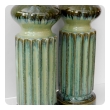 Pair of 1960's Celadon Drip Glaze Ceramic Columnar Lamps
