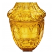 Large Bohemian Cut Crystal Amber-colored Covered Jar