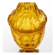 Large Bohemian Cut Crystal Amber-colored Covered Jar