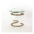 Stylish Kidney-shaped Glass and Lucite Side Table with Curvaceous Glass Stretchers