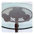 Pair of Industrial Cast Iron Gear Wheel Tables with Circular Glass Tops