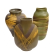 Set of 3 American 1960's Royal Haeger Olive-green Glazed Ceramic Vases