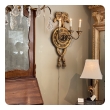 Large Italian Baroque Style 3-Arm Giltwood and Iron Wall Sconce