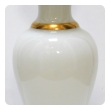 Large French 1960's White Opaline Glass Lamp with Gilt Highlights 