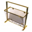 a mod french 1970's brass and smoked glass magazine rack