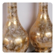 Pair of Murano 1960's Gold and White Glazed Bottle-form Lamps with Colored Specks