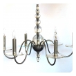 a shimmering and stylish french art deco 6-light chrome chandelier with stacked glass spheres