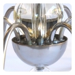 a shimmering and stylish french art deco 6-light chrome chandelier with stacked glass spheres