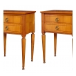 stylish pair of french mid-century modern sycamore 2-drawer bedside cabinets