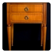 stylish pair of french mid-century modern sycamore 2-drawer bedside cabinets