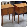 stylish pair of french mid-century modern sycamore 2-drawer bedside cabinets