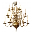 Impressive Dutch Three-tier Brass 18-light Chandelier