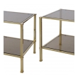 a good quality pair of french 1970's solid brass and smoked glass square side tables