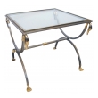 a stylish and good quality french 1960's brushed steel and brass side table with glass and swan supports