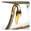 a stylish and good quality french 1960's brushed steel and brass side table with glass and swan supports