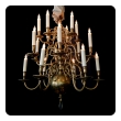 Impressive Dutch Three-tier Brass 18-light Chandelier