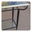 a good quality french 1950's brass and black metal console table with beveled glass top and lower shelf