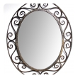 a hand-crafted french art deco openwork iron oval mirror in the style of edgar brandt