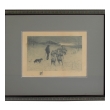  Henry Pruett Share (American, 1853-1905) etching of a wintry pastoral scene of a shepherd and flock; signed "R. LeGrande Johnston" (1850-1918) 