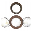 A Handsome French Circular Triptych Vanity Mirror with Cerused Oak Backplate