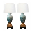Pair Signed Camille Tharaud (1878-1956) Enameled Porcelain Lamps; Limoges