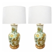 Pair of Italian 1950's Painted Porcelain Lamps Made for Marbro Lamp, Co., Los Angeles