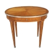 French Louis XVI Style Marquetry Mahogany Single-drawer Oval Side Table