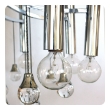 Large Italian 1970's Gaetano Sciolari Style Chrome Ten Light Chandelier with Glass Pendants