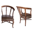 Pair of Antique Italian Open Barrel-back Armchairs with Leather Seats