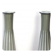 Large Pair of Vintage Empoli Mid-Century Fluted Gray Cased-glass Decanters