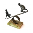 Playful Signed Bronze Seesaw Sculpture by Curtis Jere 1968