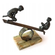 Playful Signed Bronze Seesaw Sculpture by Curtis Jere 1968