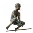 Playful Signed Bronze Seesaw Sculpture by Curtis Jere 1968