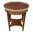 French Louis XVI Style Marquetry Inlaid Circular Side Table - Gueridon Circa 1880.