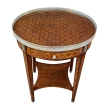 French Louis XVI Style Marquetry Inlaid Circular Side Table - Gueridon Circa 1880.