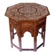 A Large & Intricately Inlaid Anglo Indian Octagonal Inlaid Side/traveling Table