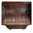 A Carved Mixed Wood Wagon Seat Now as a Bench