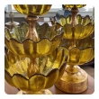 Striking Pair of Blenko 1960's Butterscotch Glass Lotus Leaf Lamps