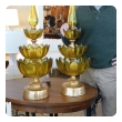 Striking Pair of Blenko 1960's Butterscotch Glass Lotus Leaf Lamps