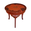 Charming Chinese Red-Lacquered Circular Tripod Side/Drinks Table