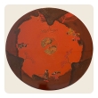 Charming Chinese Red-Lacquered Circular Tripod Side/Drinks Table