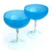 Italian 1950's Sky-blue Opaline Glass Compotes