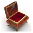 Well-figured Lidded Sarcophagus-shaped Coral-colored Marble Box with Gilt-bronze Mounts