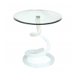Shapely Italian Circular Glass Table with Spiraling Glass Base